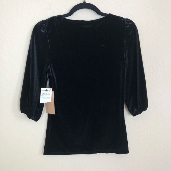 New Halogen Black Velour 3/4 Sleeve Blouse - Picture 8 of 10